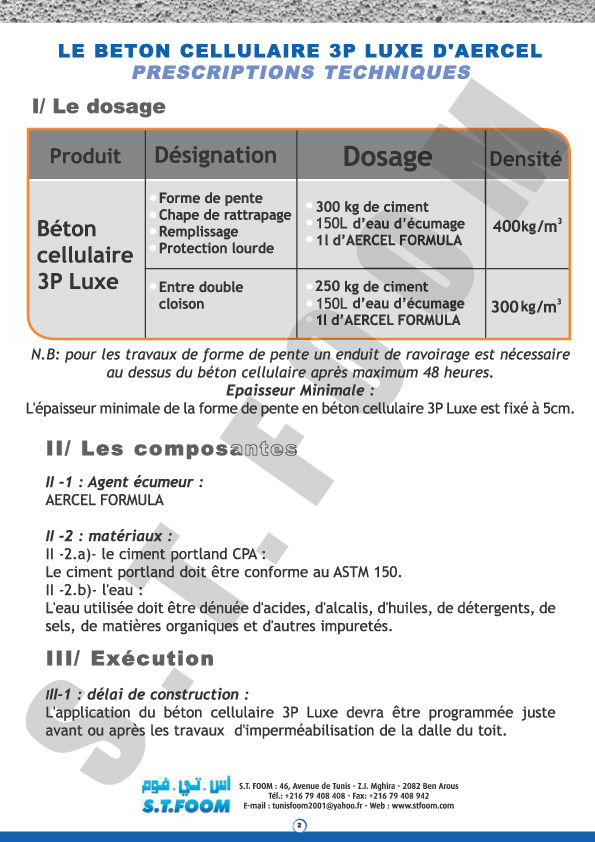 fiche technique beton cellualire STFOOM-03