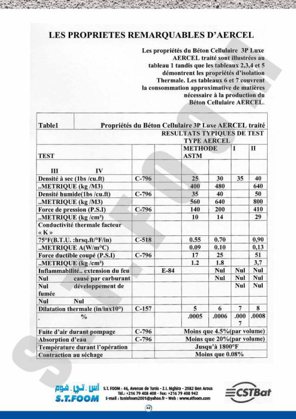 fiche technique beton cellualire STFOOM-33