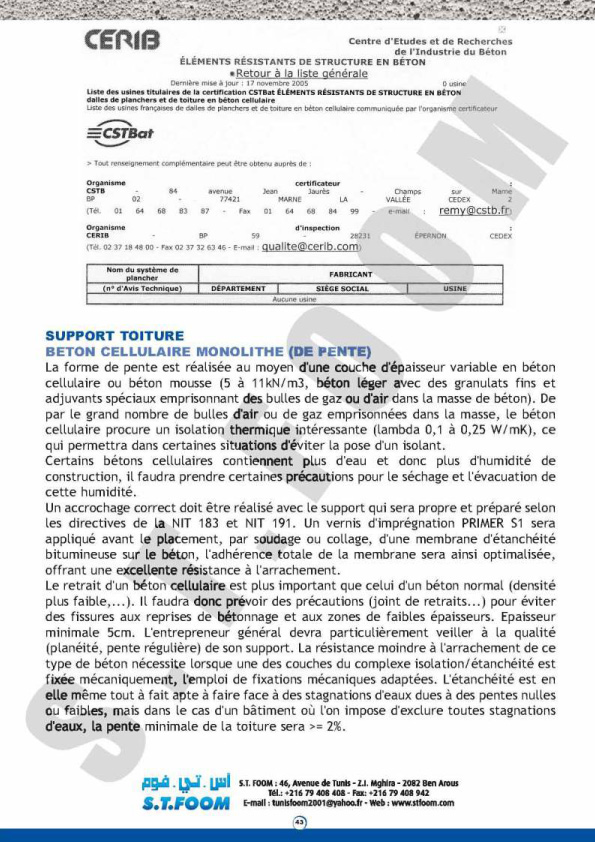 fiche technique beton cellualire STFOOM-44